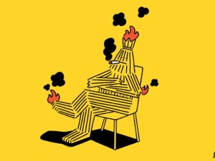 In Cambridgeshire, a straw bear burns to the ground